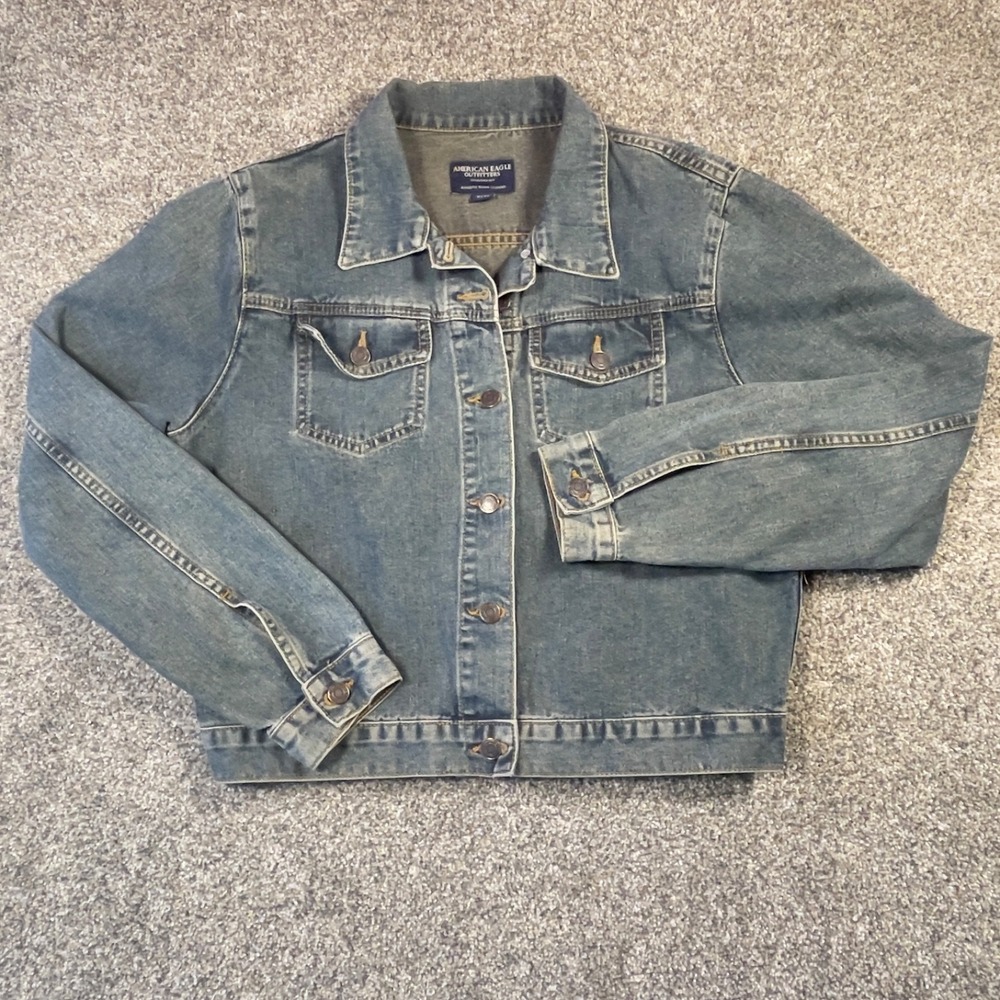 American Eagle Outfitters Denim Jacket‎ Womens XL 100% Cotton USA Made Cropped